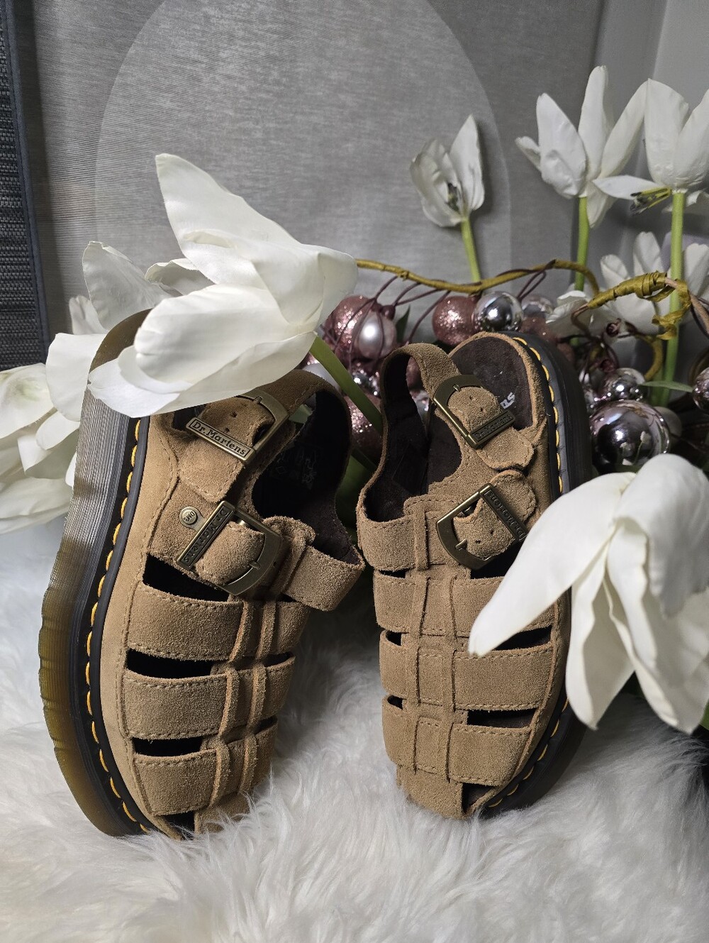 Dr. Martens Tan Suede Fisherman Sandals